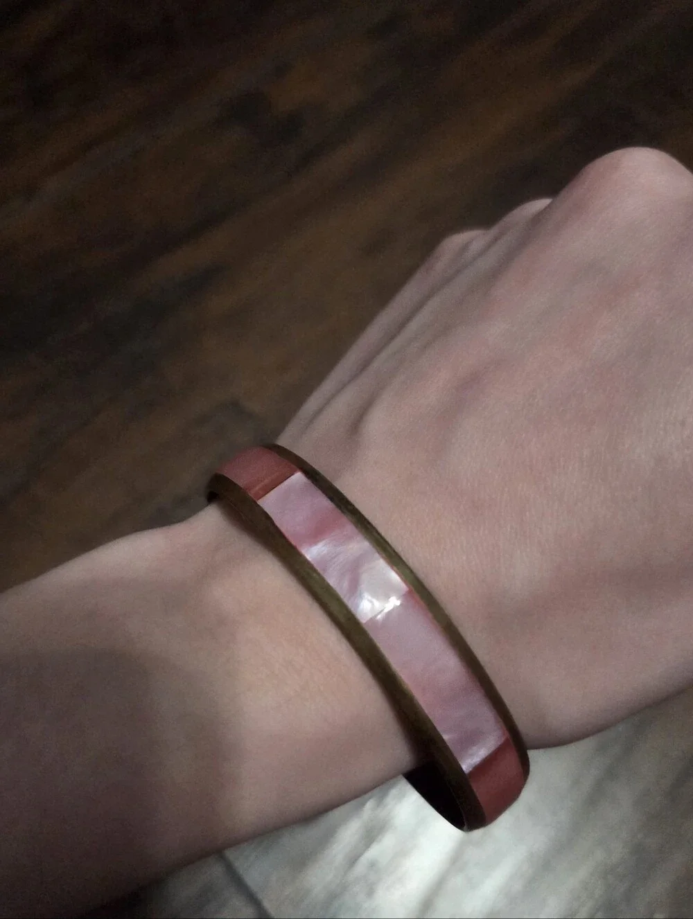 Pink Metal Seashell Bangle Bracelet